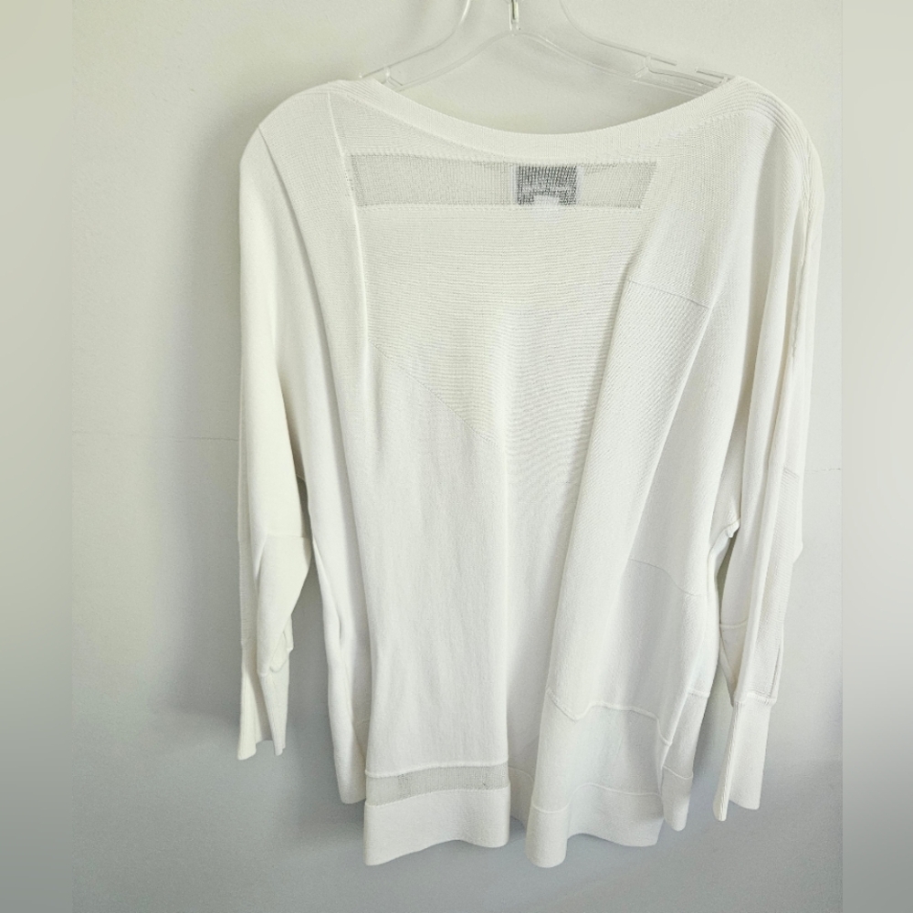 Joseph Ribkoff White Knit Mesh Insert Top - Picture 3 of 5